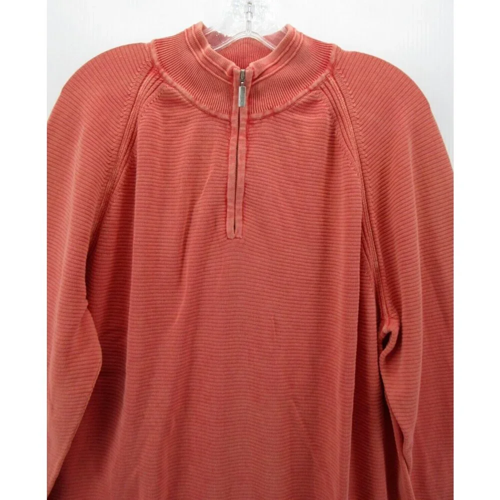 Tommy Bahama Sweater Large Pullover 1/4 Zip Relax Preppy Golf Cotton